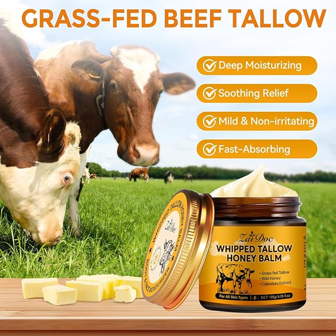 Whipped Honey Balm with Manuka Honey & Calendula, Multi-Purpose Salve for Face & Hands, Grass-Fed Formula, Deep Moisturizing for All Types, 4.76oz