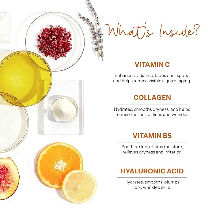 Vitamin C & Collagen Set – Dermatologist Tested, Anti Aging, Korean Skin Care – Firms, Smooths, Hydrates and Revitalizes Tone– Vegan, Clean Beauty – Serum, Moisturizer, Mask & Eye Pads