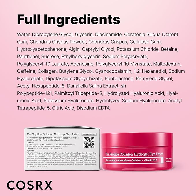 COSRX Limited Pink Edition Pink Peptides Collagen Hydrogel Eye Patch – Amazon Exclusive, Under Eye Mask for Puffy Eyes and Dark Circles, 60 Patches, Korean Skin Care