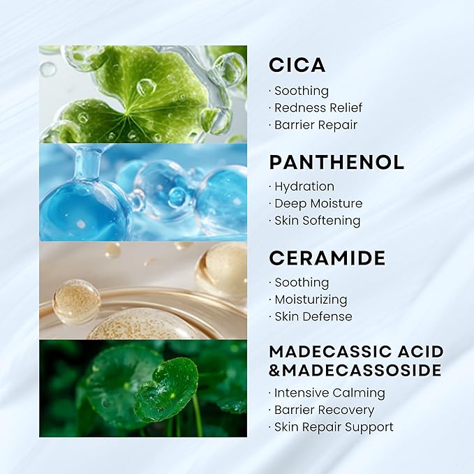 EGF Cica Panthenol Ceramide Repair Cream. Korean moisturizer for damaged, irritated, sensitive skin. Centella asiatica, niacinamide, madecassoside. K Beauty 1.69 fl oz