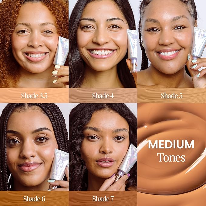 Naked Sundays BeautyScreen™ SPF 50 Peptide Foundation Tint – Tinted Sunscreen & Skincare Makeup with Zinc Oxide, Niacinamide – Lightweight Natural Coverage, 5 Tan Honey, 1.01 oz